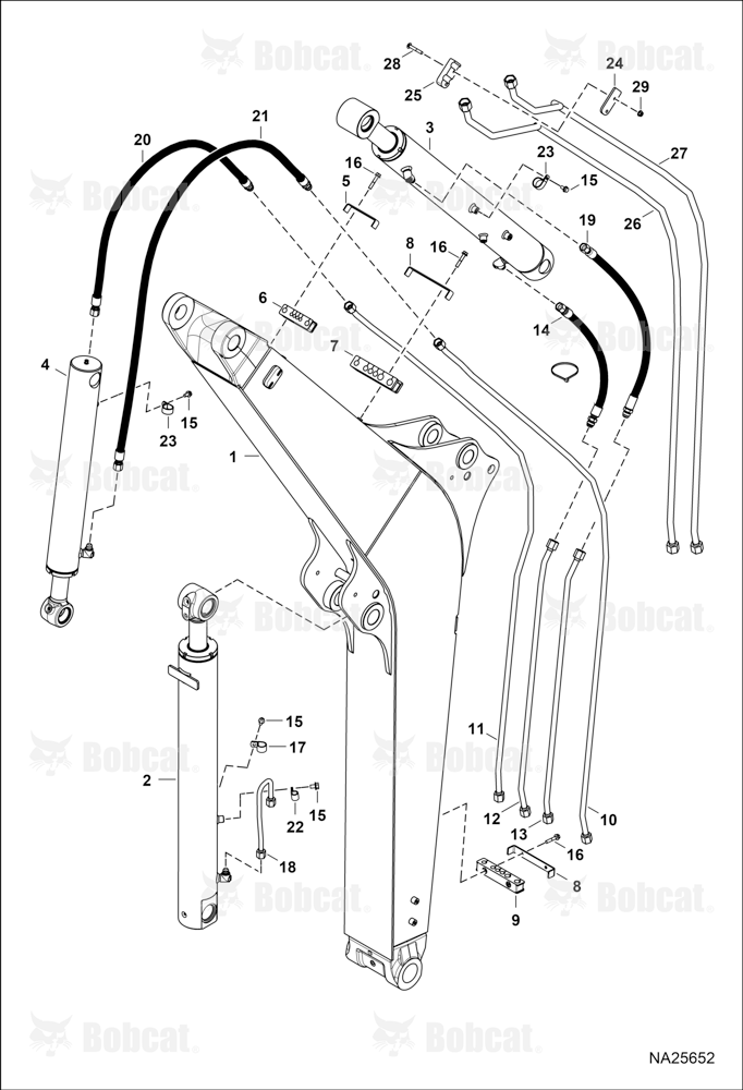 Hydraulic Circuitry (Work Tubelines & Cylinders)(Pedro Roquet) B4HV11559 & Above