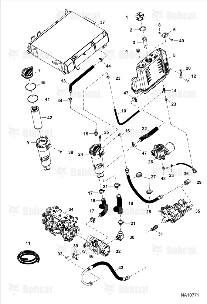 Hydrostatic Circuitry (Tank & Filter) AT5J11001 - AT5J12733