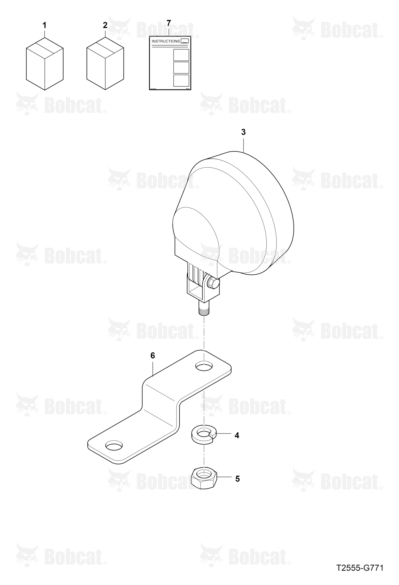 Rear Work Lamp Kit (ROPS) (Sunshade)
