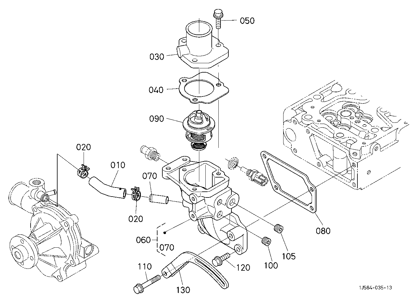 Water Flange And Thermostat