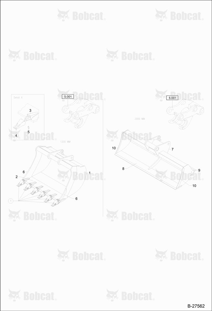 Light Material Bucket 1200MM - Ditch Clean Bucket (QUICKLY RELEASABLE)