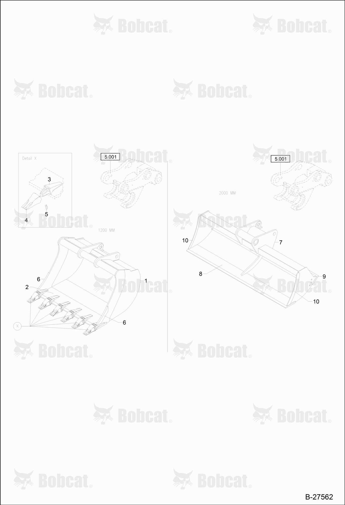 Light Material Bucket 1200MM - Ditch Clean Bucket (QUICKLY RELEASABLE)