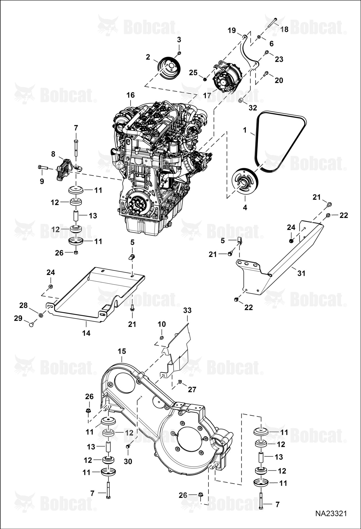 Engine & Attaching Parts (Belt Drive, Alt. & Mounts)