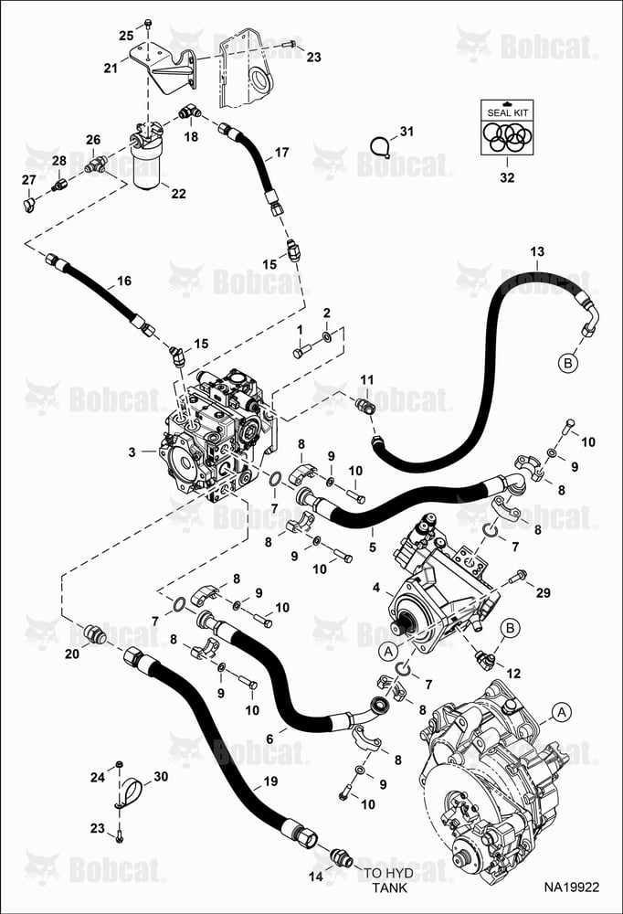 Hydrostatic Circuitry (Hydrostatic Pump & Motor) B55H11001 & Above