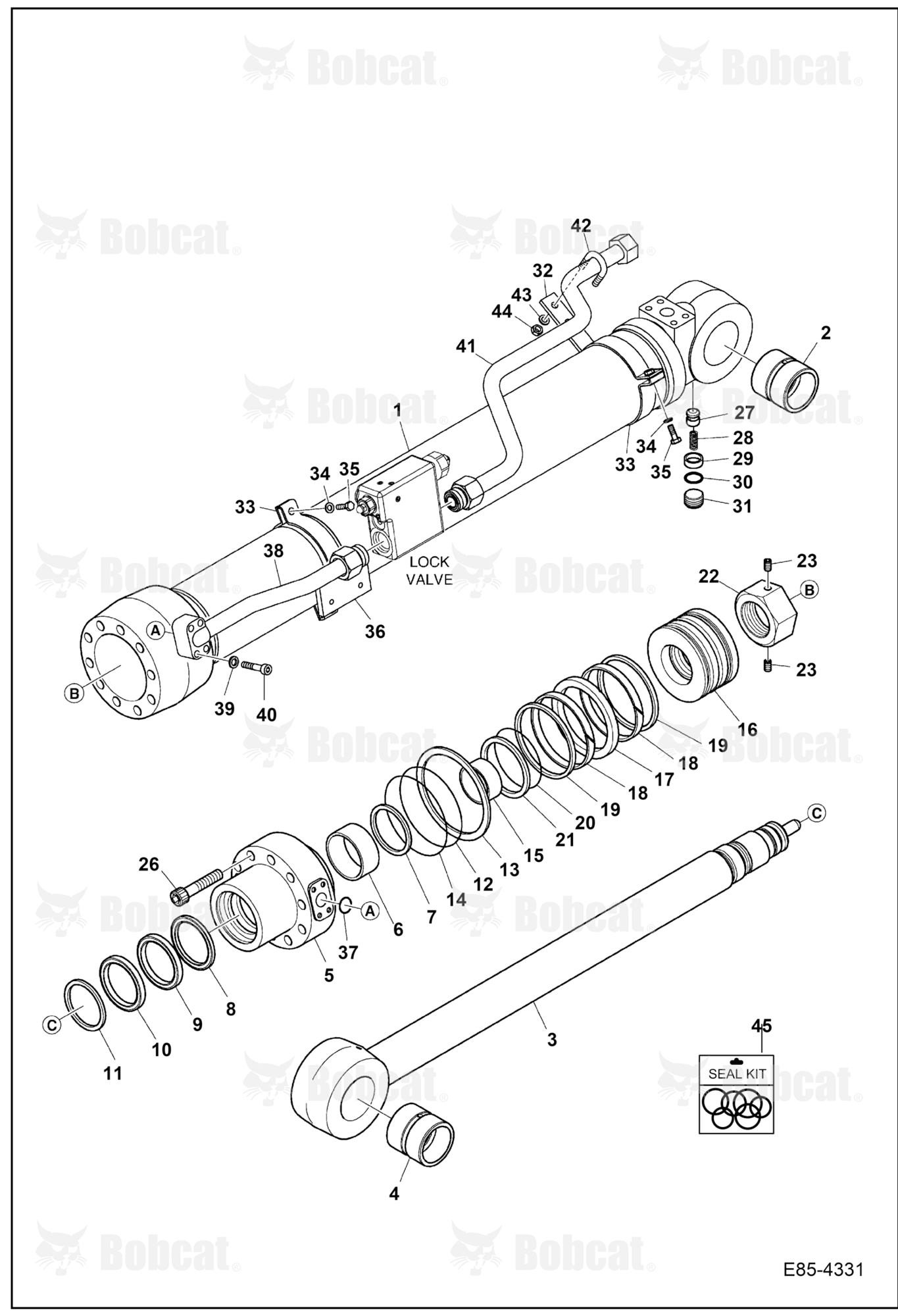 Arm Cylinder (W/Lock Valve)  B34T13596 & Above