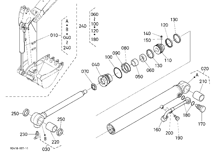 Bucket Cylinder And Component Parts