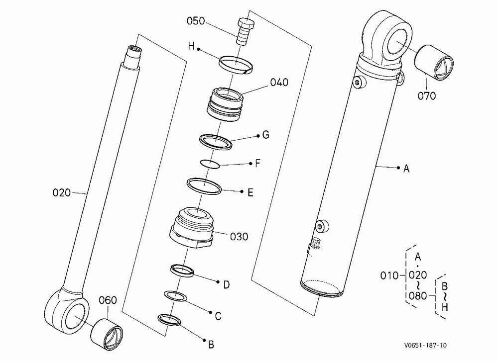 BUCKET CYLINDER (LEFT) [COMPONENT PARTS]