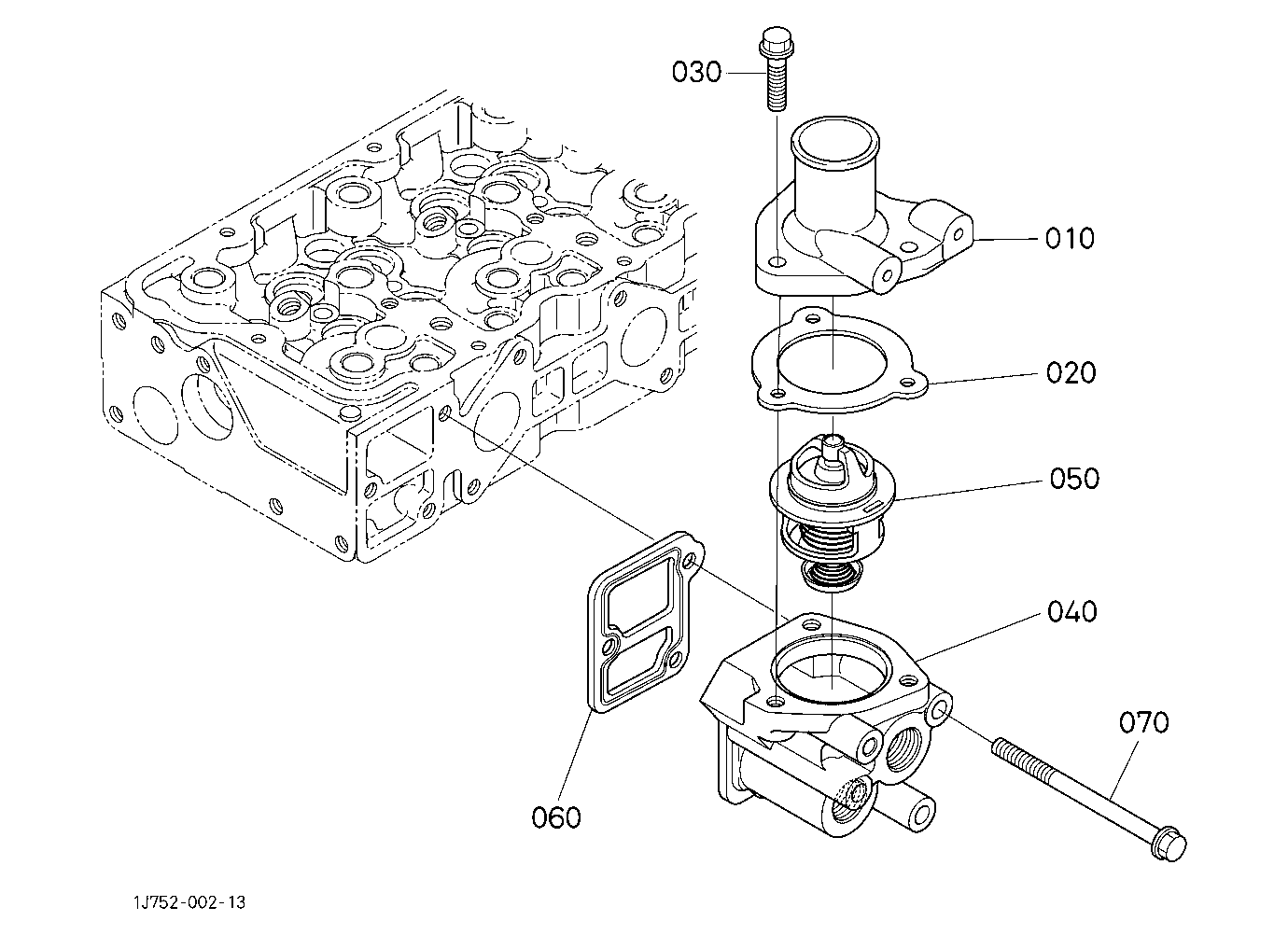 Water Flange And Thermostat [New]