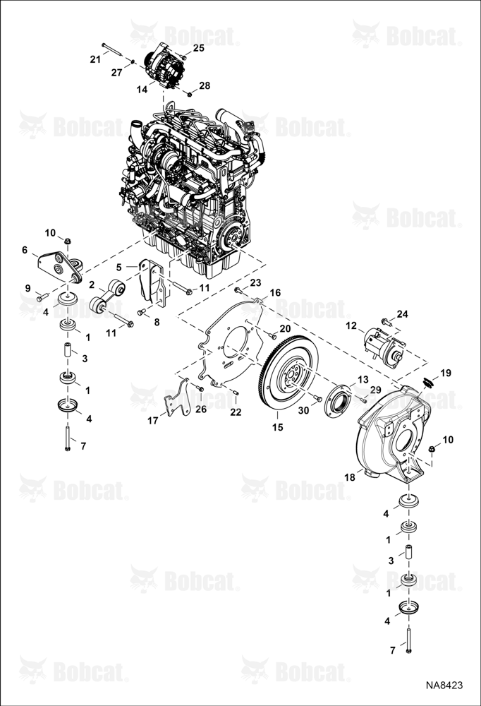 Engine & Attaching Parts (Flywheel & Engine Mounts)
