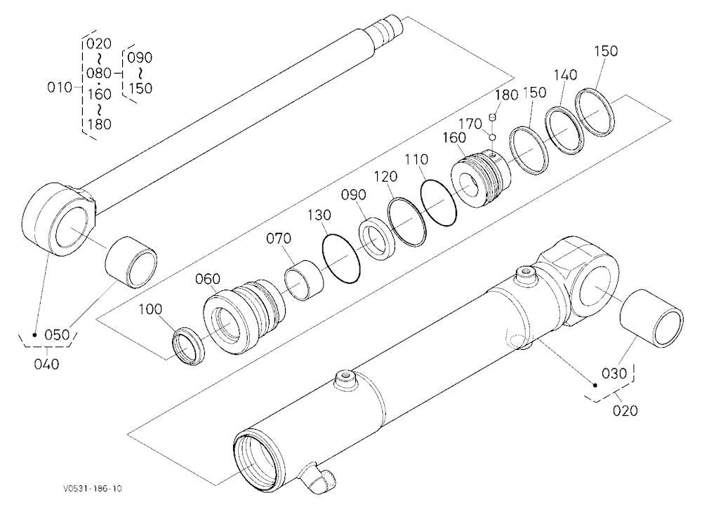 Bucket Cylinder (Right) [Component Parts]
