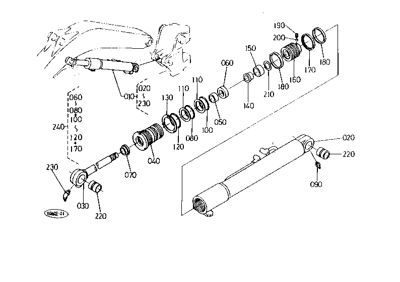 Boom Cylinder and Component Parts