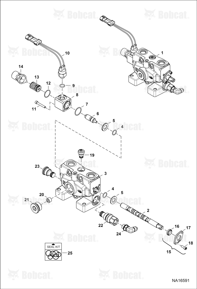Hydraulic Control Valve (RH Travel Section) (Motion Alarm Option) (90 Elbow)
