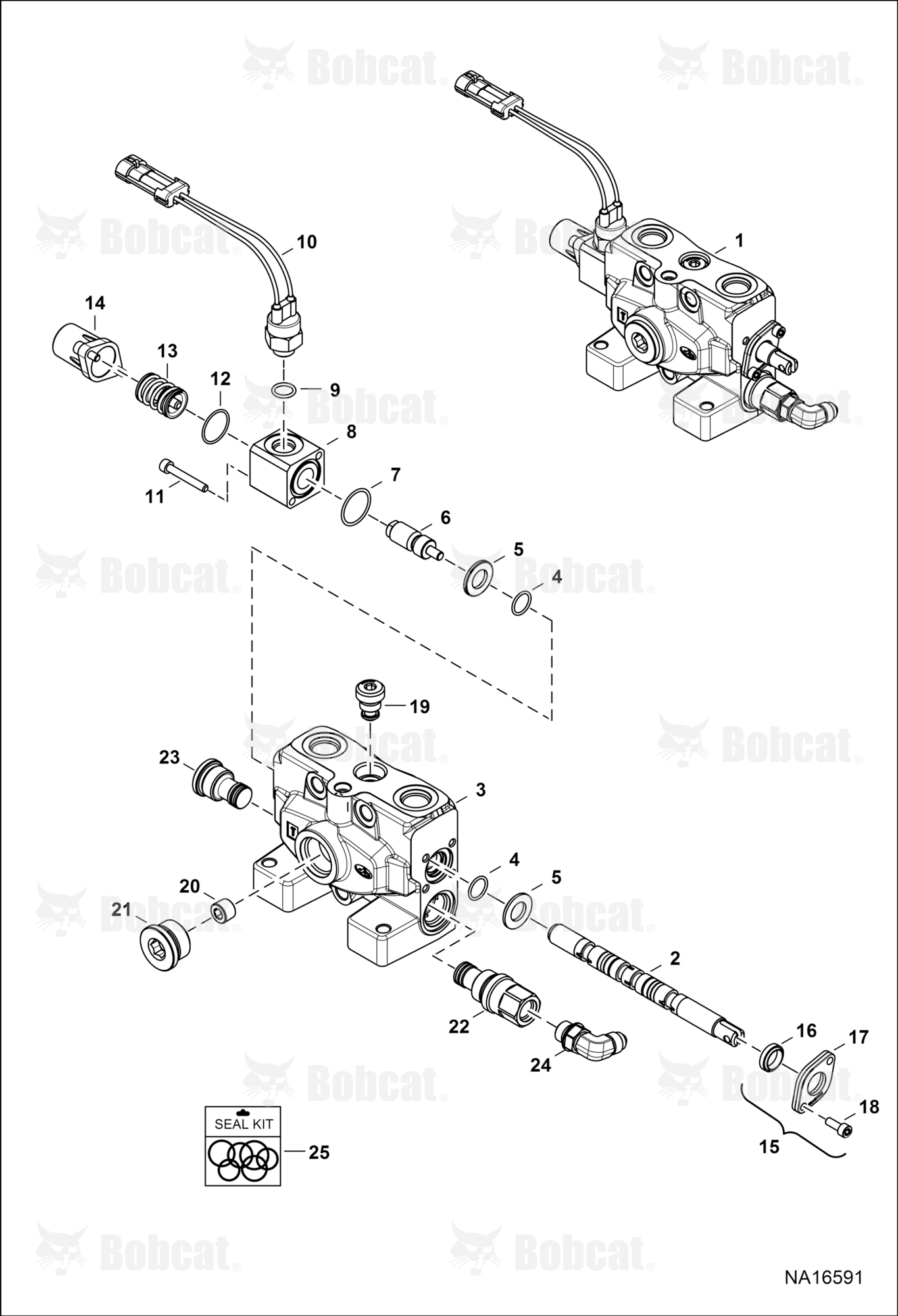 Hydraulic Control Valve (RH Travel Section) (Motion Alarm Option) (90 Elbow)