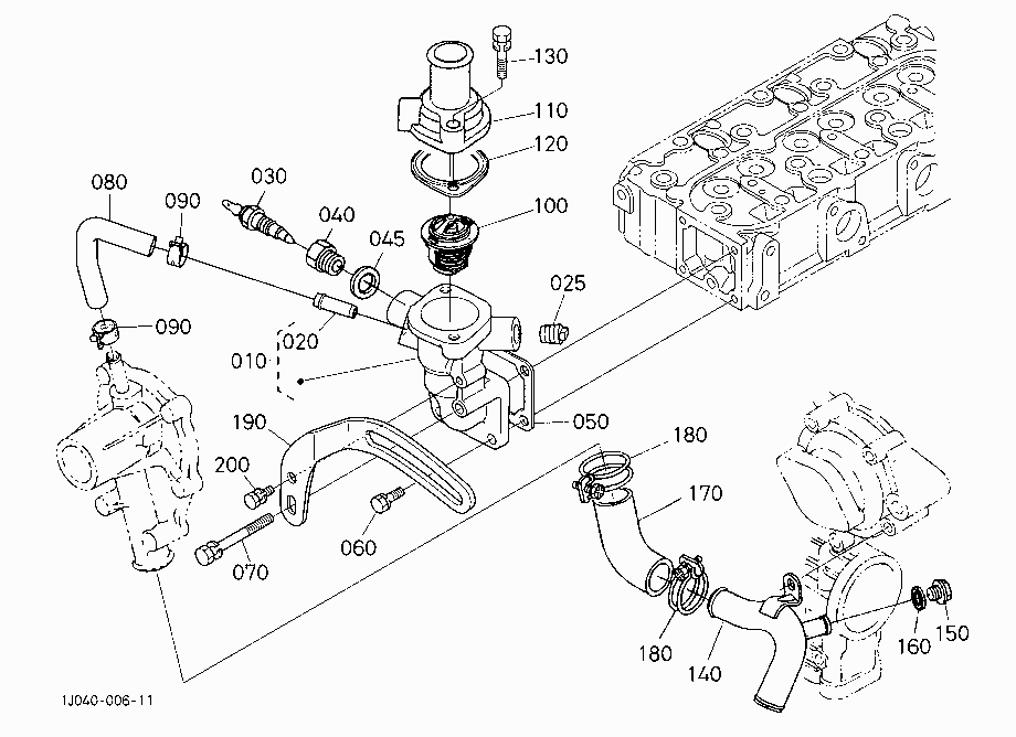 WATER FLANGE AND THERMOSTAT