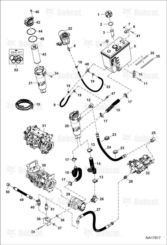 Hydrostatic Circuitry (Tank & Filter) ALJ828643 & Above
