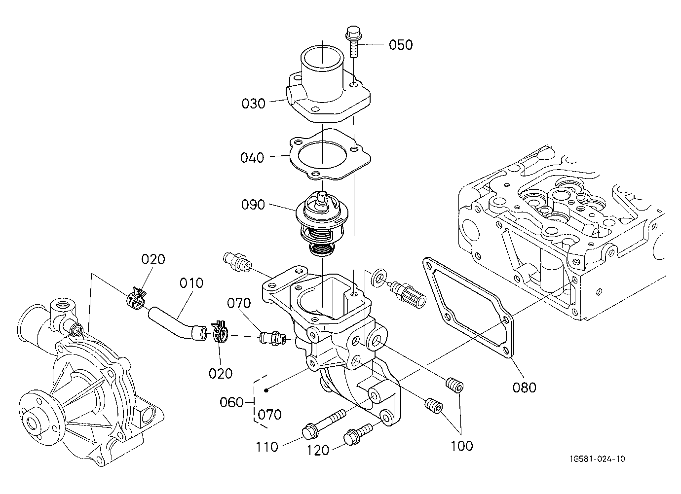 Water Flange And Thermostat