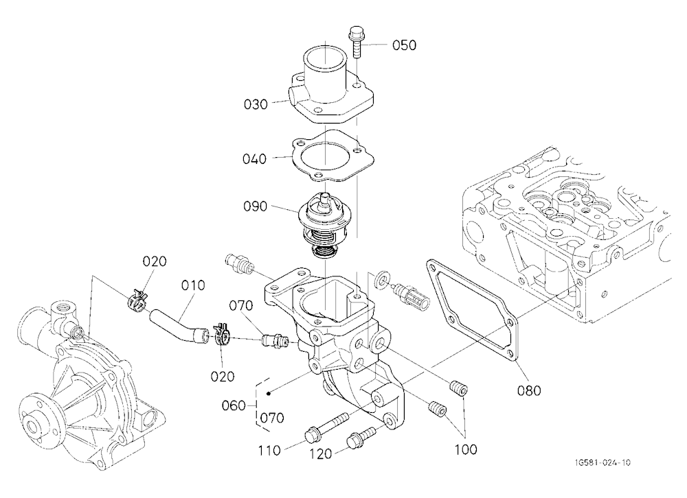 Water Flange And Thermostat