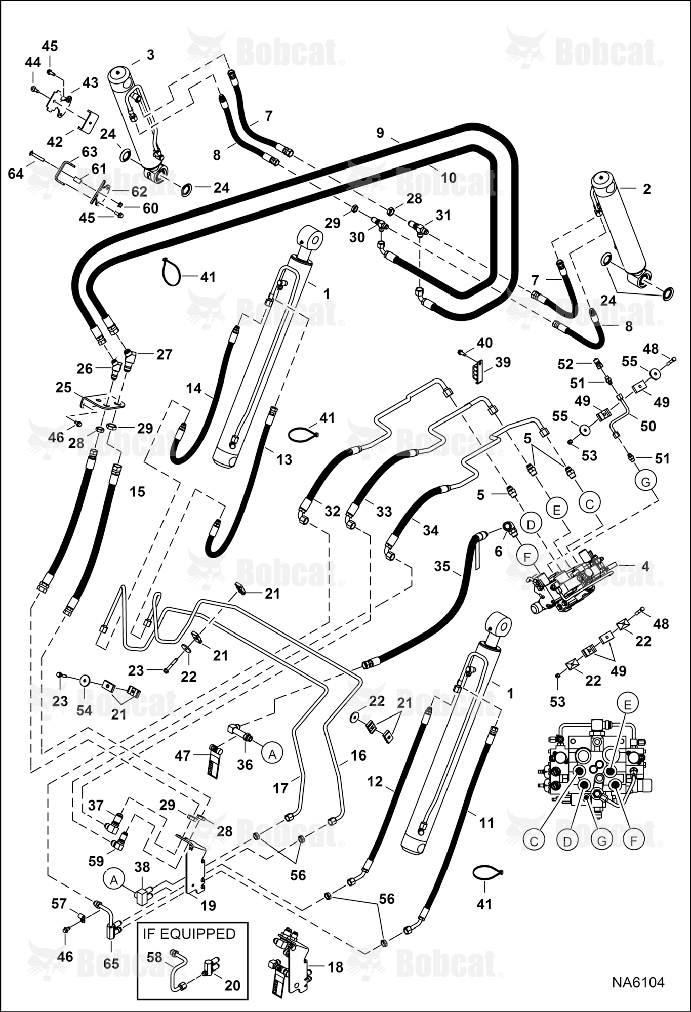 Hydraulic Circuitry (W/O BPV Junction Block) A3NV13577 - A3NV25740, A3NW11398 - A3NW13882, A3NW80000 - A3NW80064