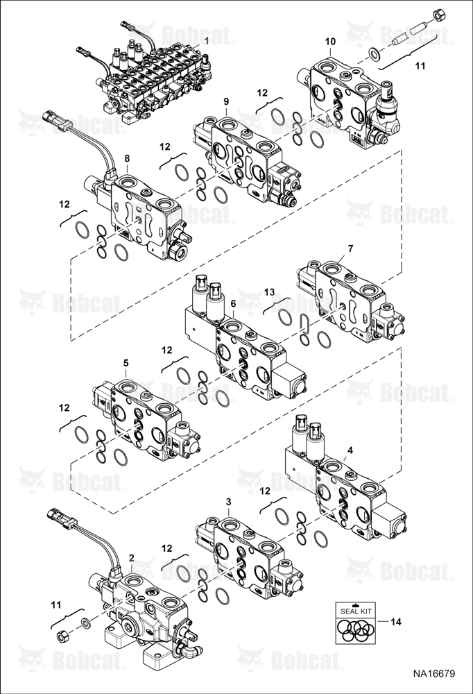 Hydraulic Control Valve (Assembly) (EH) (90 Elbow LH Travel Section)
