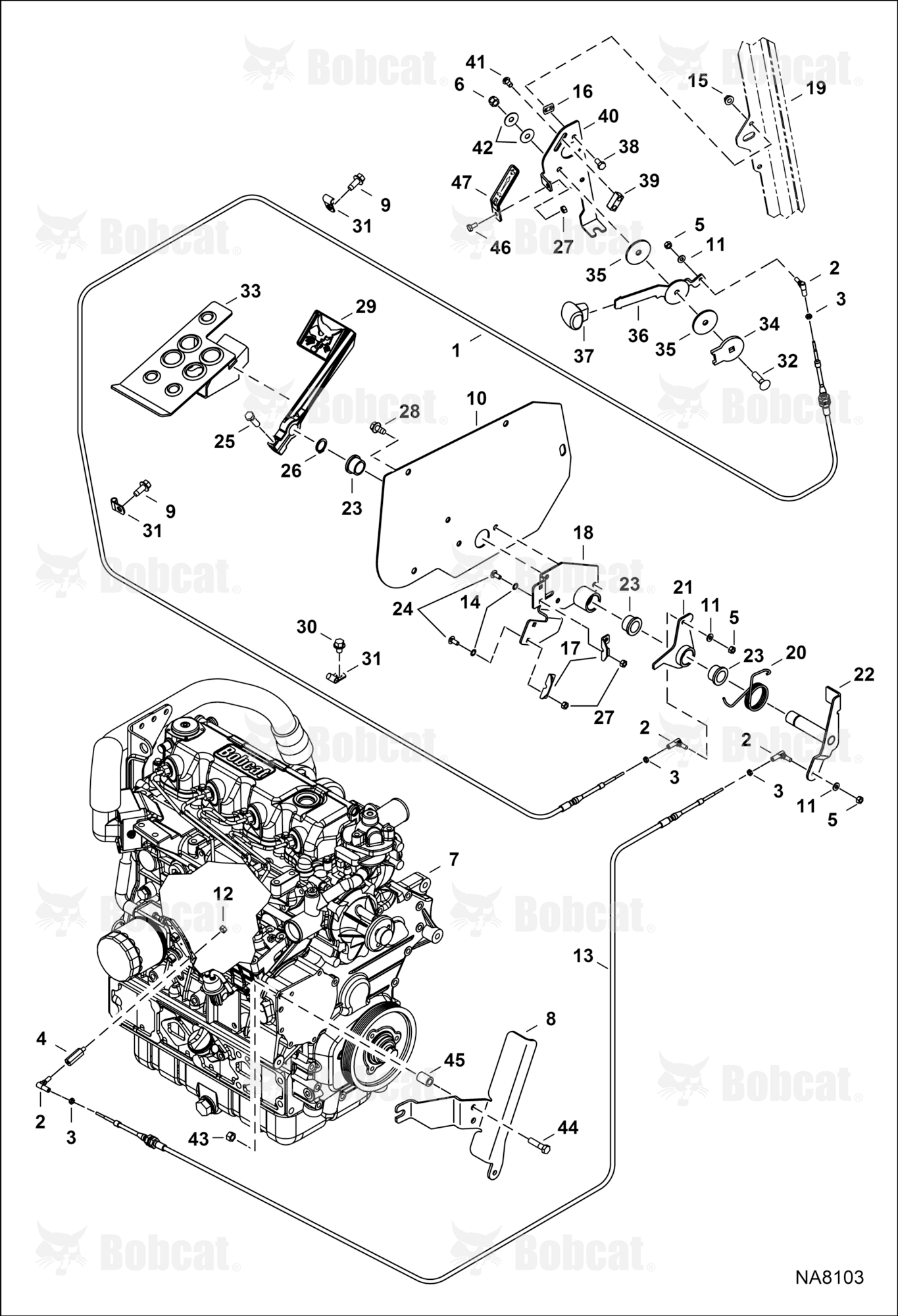 Engine Speed Control (4724 mm) (186") Hand Cable - (2692 mm) (106") Foot Cable