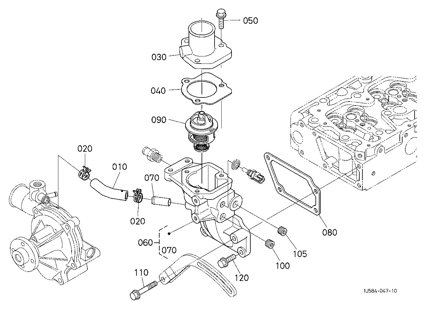 Water Flange And Thermostat