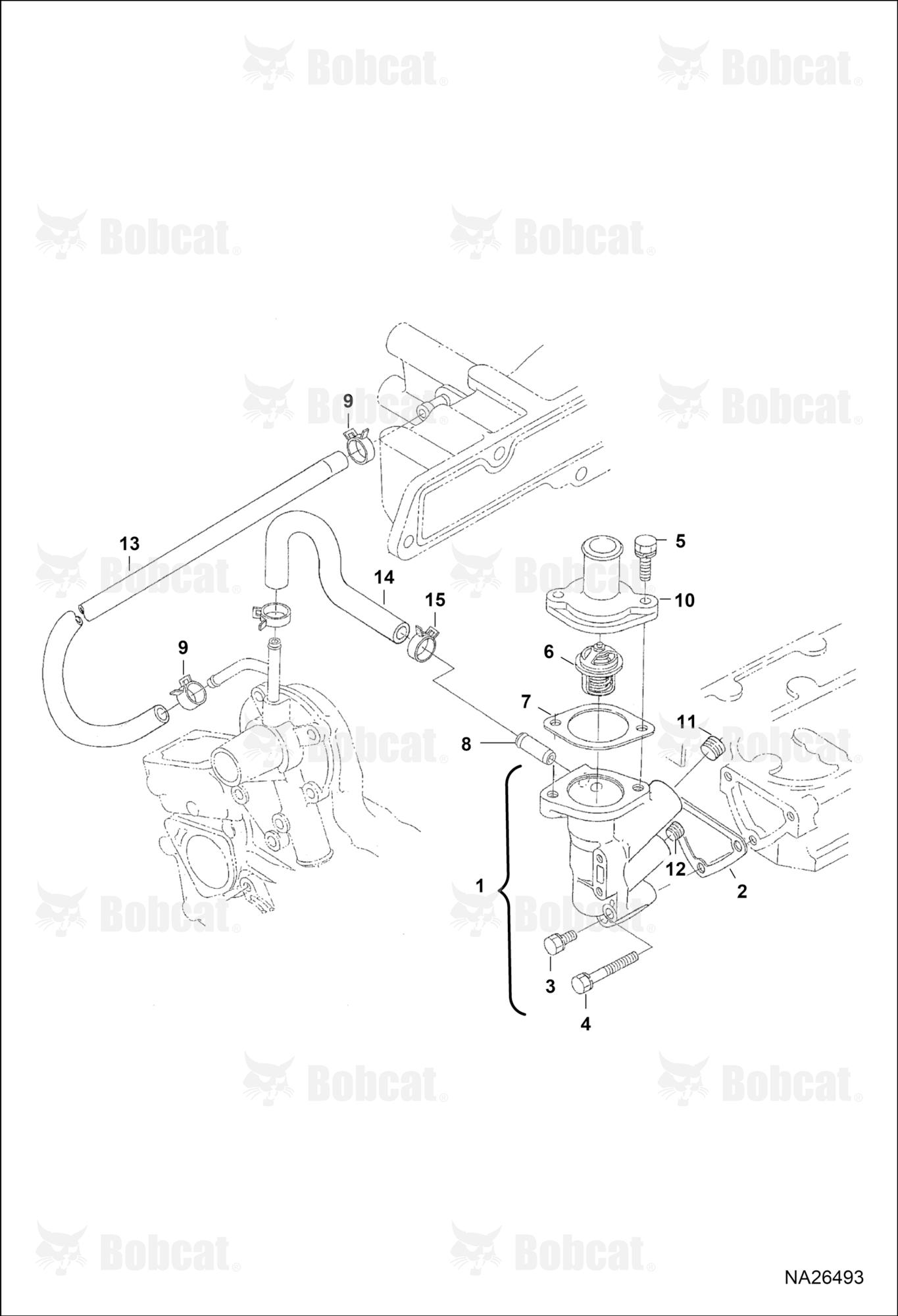 Water Flange & Thermostat