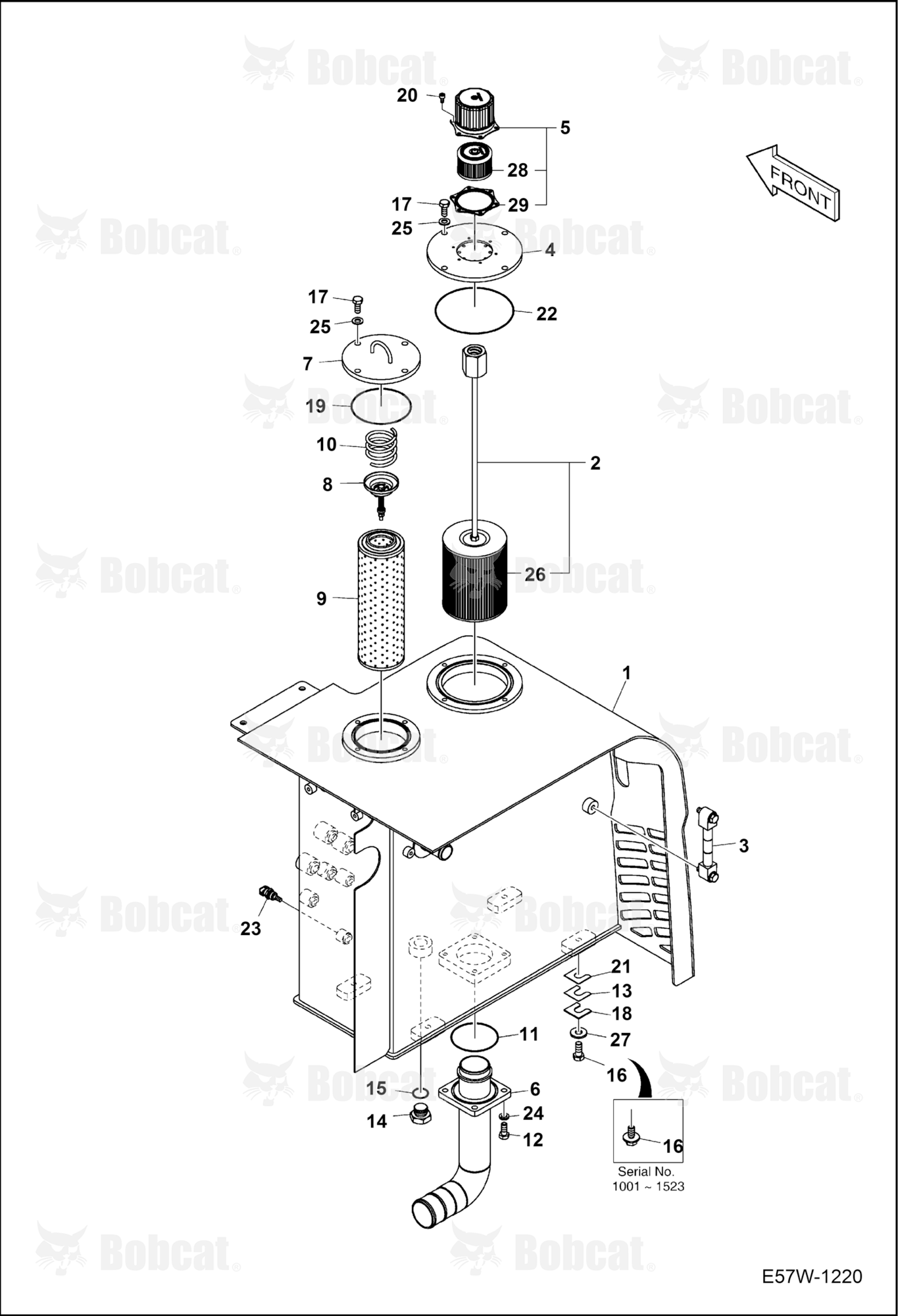 Hydraulic Circuitry (Oil Tank)  B3WU11001 - B3WU11523
