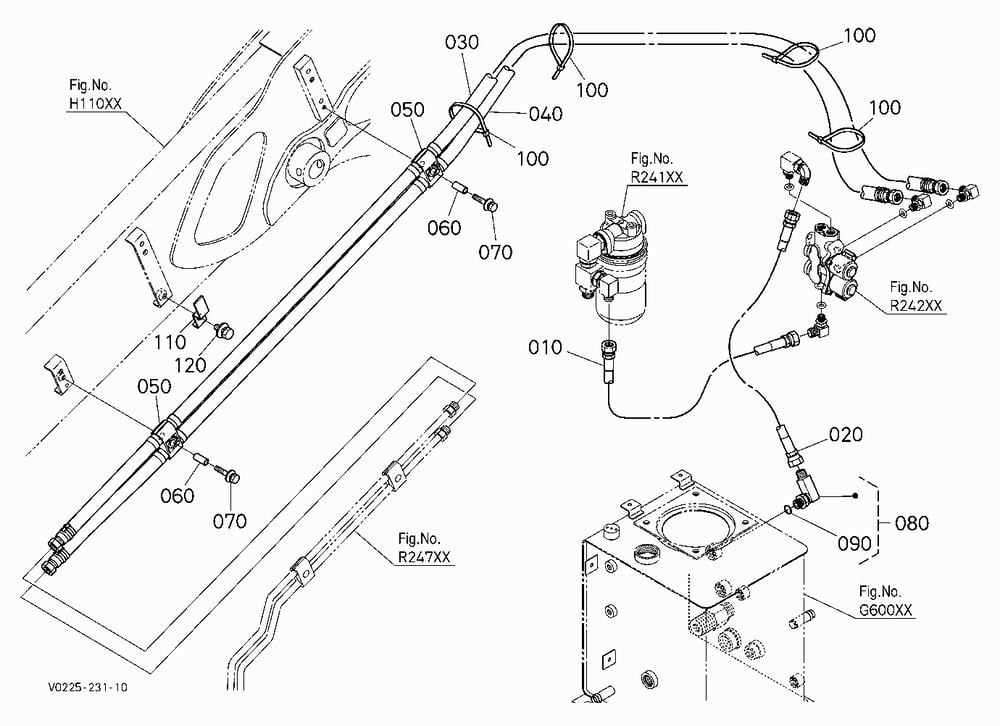 HYDRAULIC QUICK COUPLER KIT (OIL PIPING) (HITCH 2)