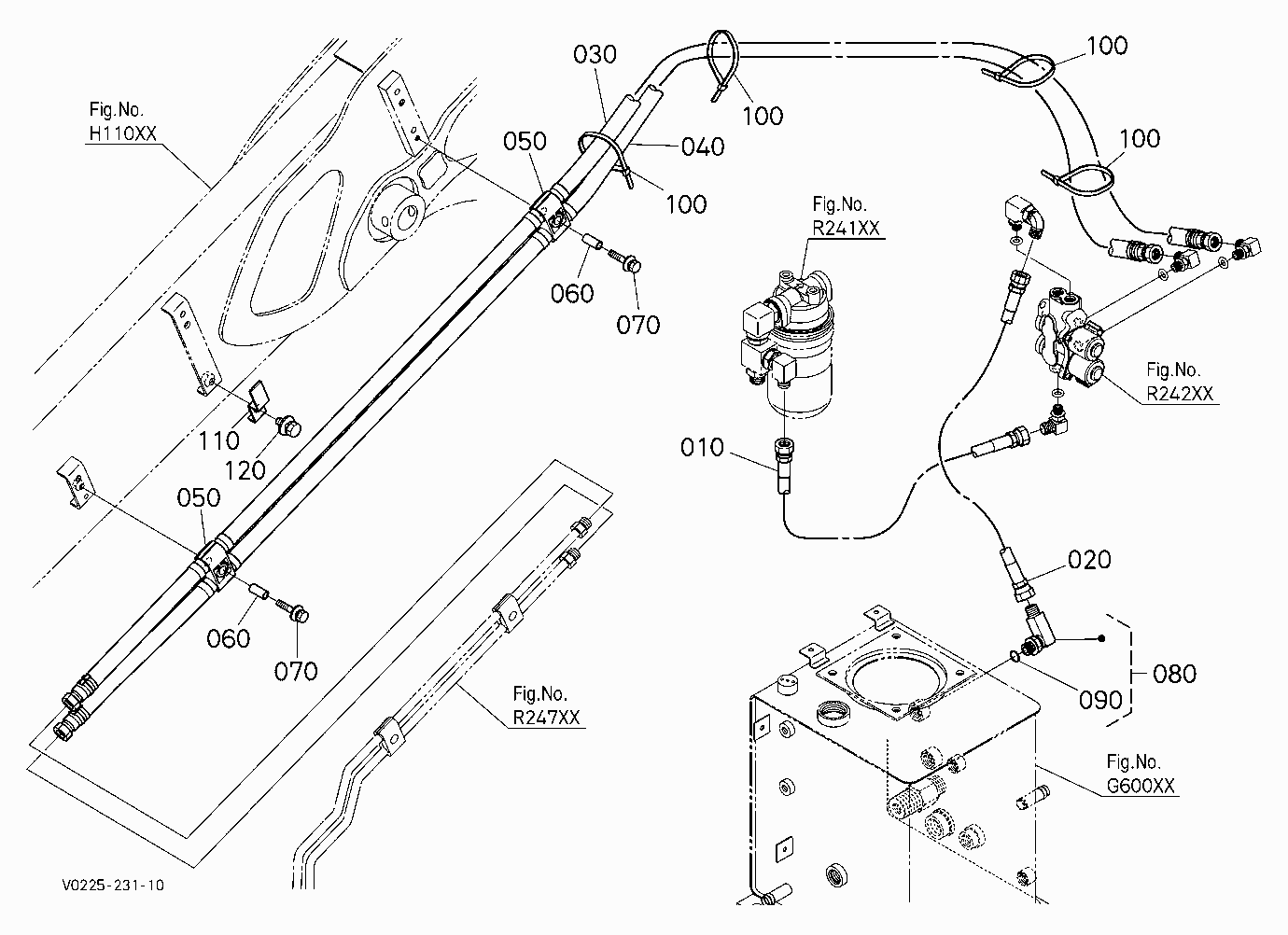 HYDRAULIC QUICK COUPLER KIT (OIL PIPING) (HITCH 2)
