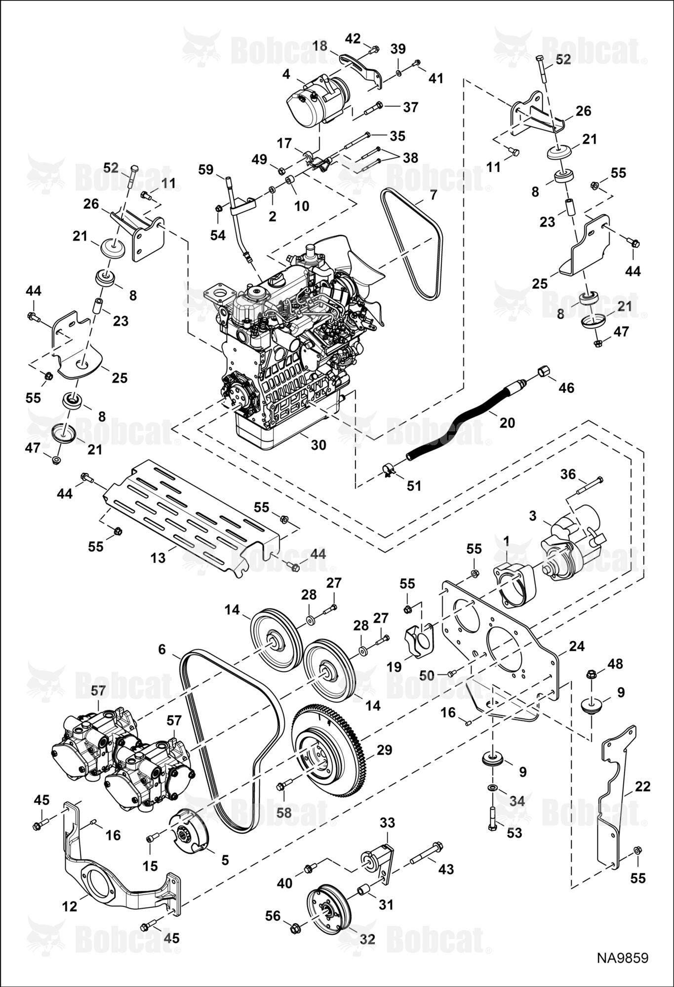 Engine & Attaching Parts (Mounts, Belts, Alt, Starter)
