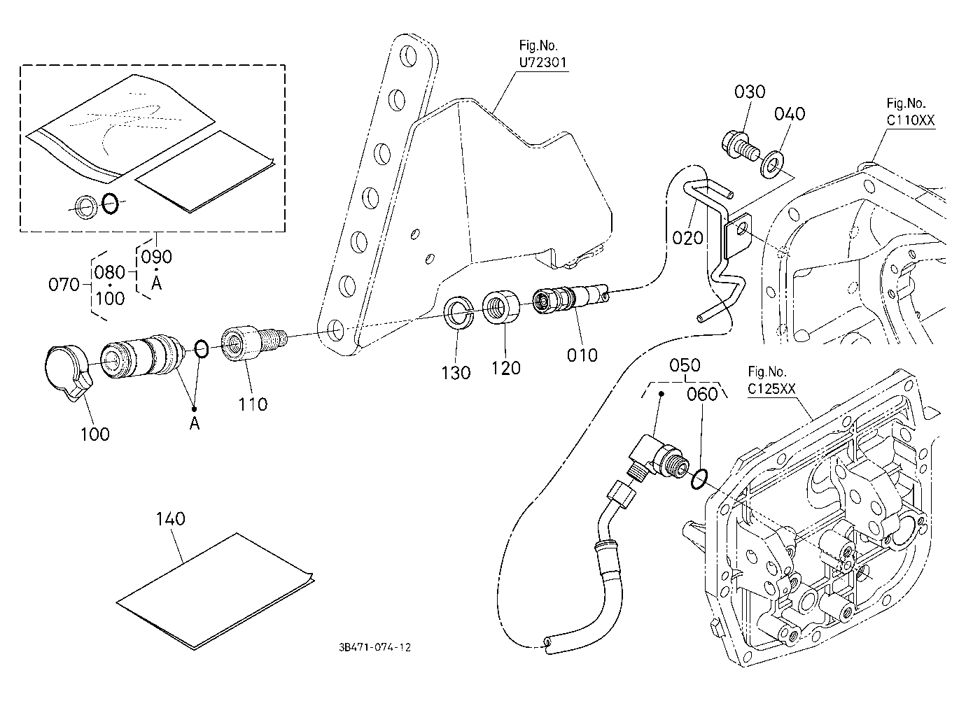 Front Coupler Kit (Drain) (W/G No.M8238) [Option]