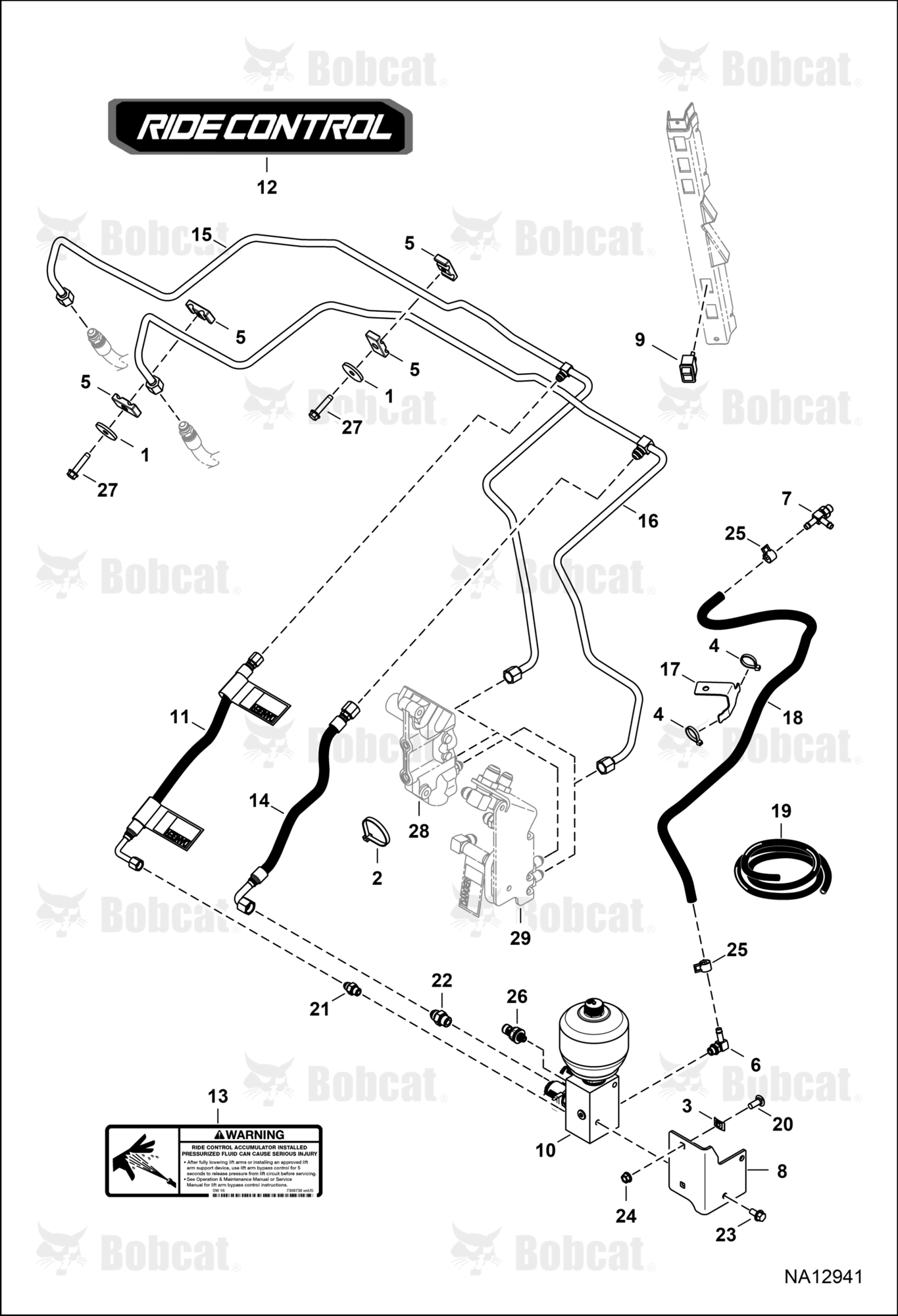 Hydraulic Circuitry (Ride Control Option)  B3BU11252 & Above