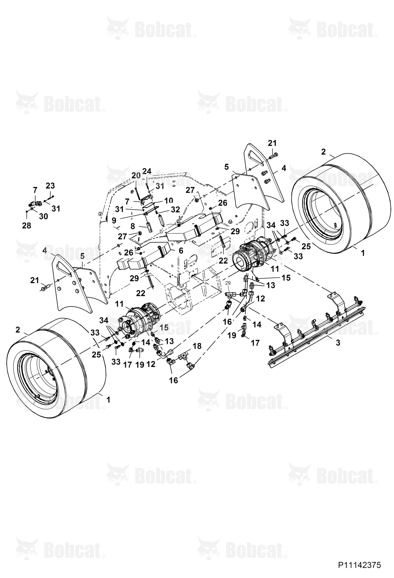 Tyred Wheel Axle