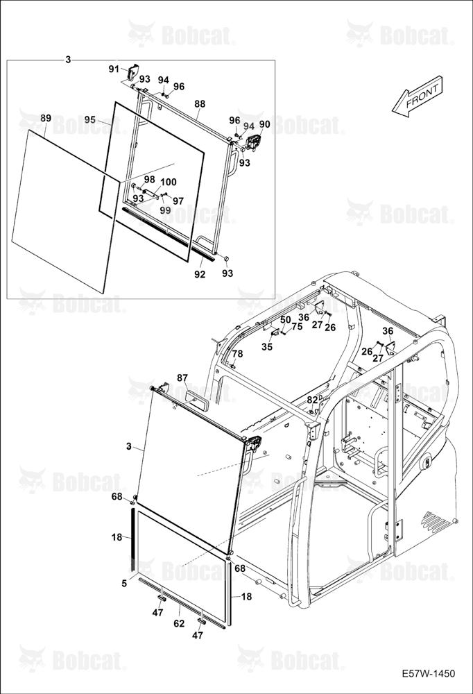 Operator CAB (Front Windows)  B3WU11001 - B3WU11696