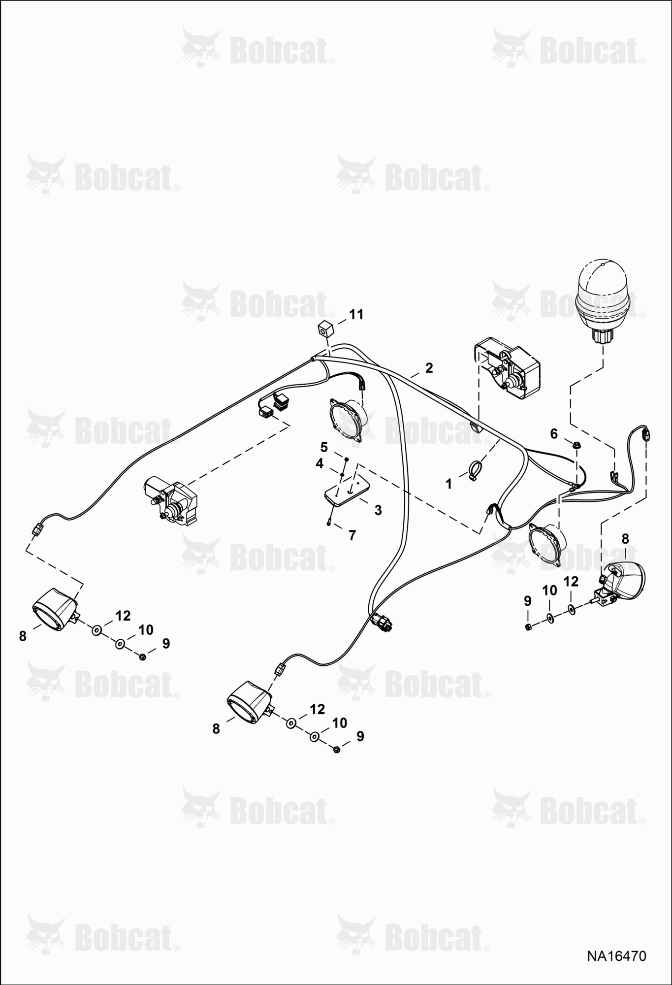 CAB Electrical Circuitry (Upper Harness & Work Lights) (W/Deutsch DT04-2P Connector on Work Lights)