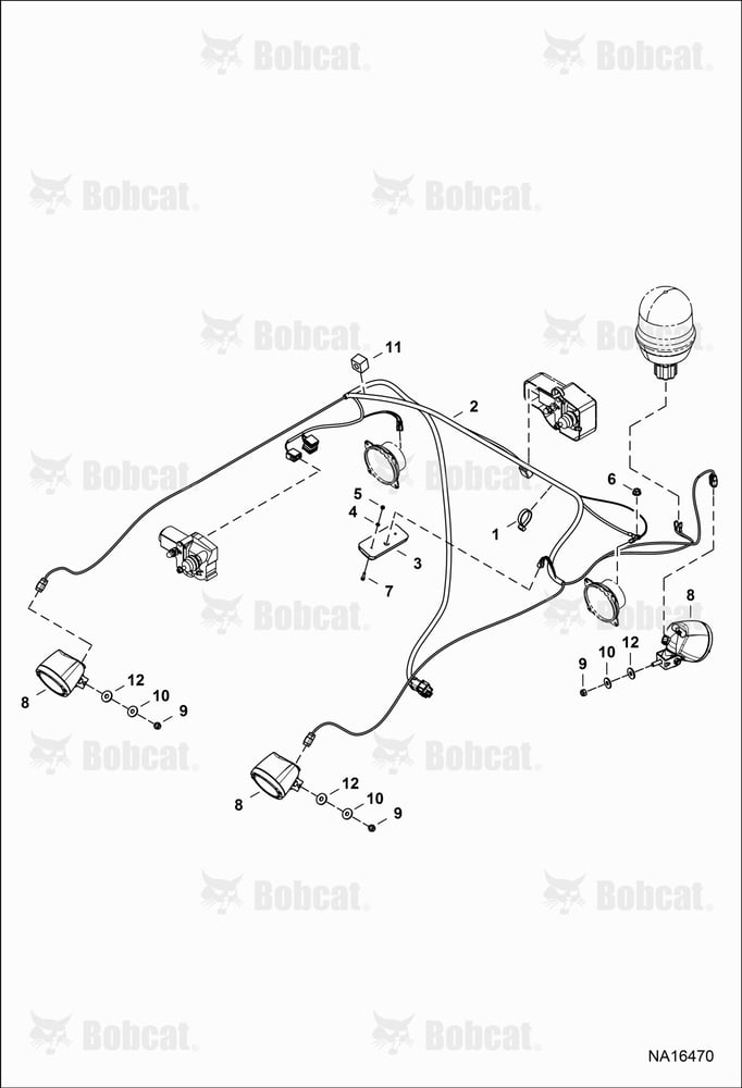 CAB Electrical Circuitry (Upper Harness & Work Lights) (W/Deutsch DT04-2P Connector on Work Lights)