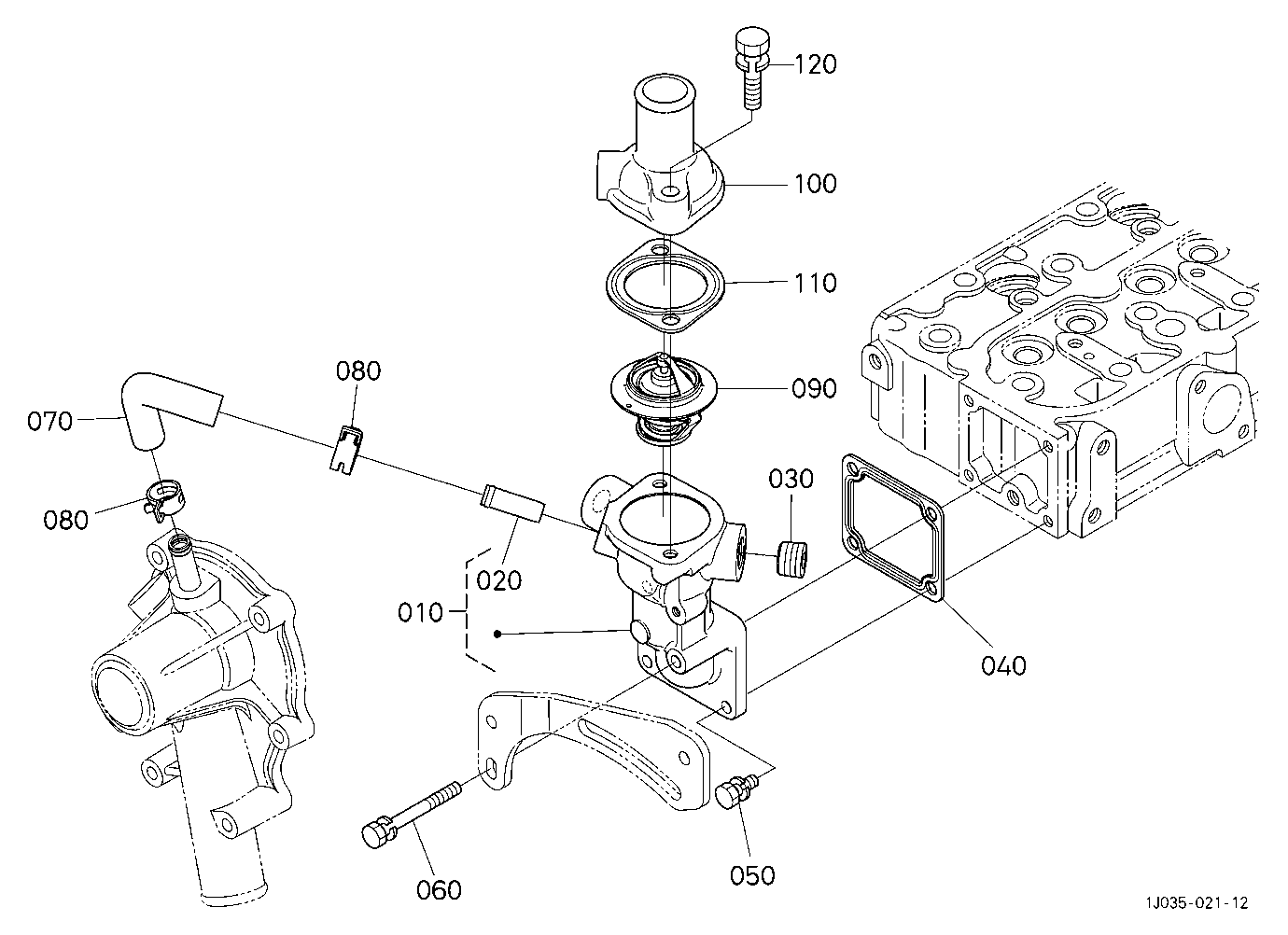 Water Flange And Thermostat