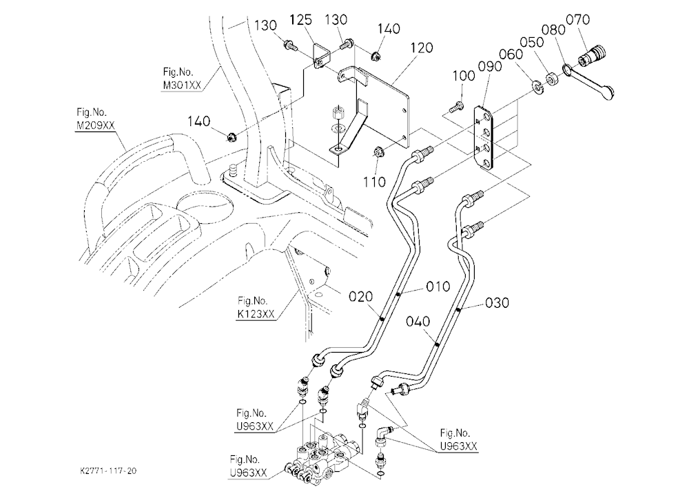 Rear Control Valve Kit (Pipe) (W/G No. Bx7376) [Op