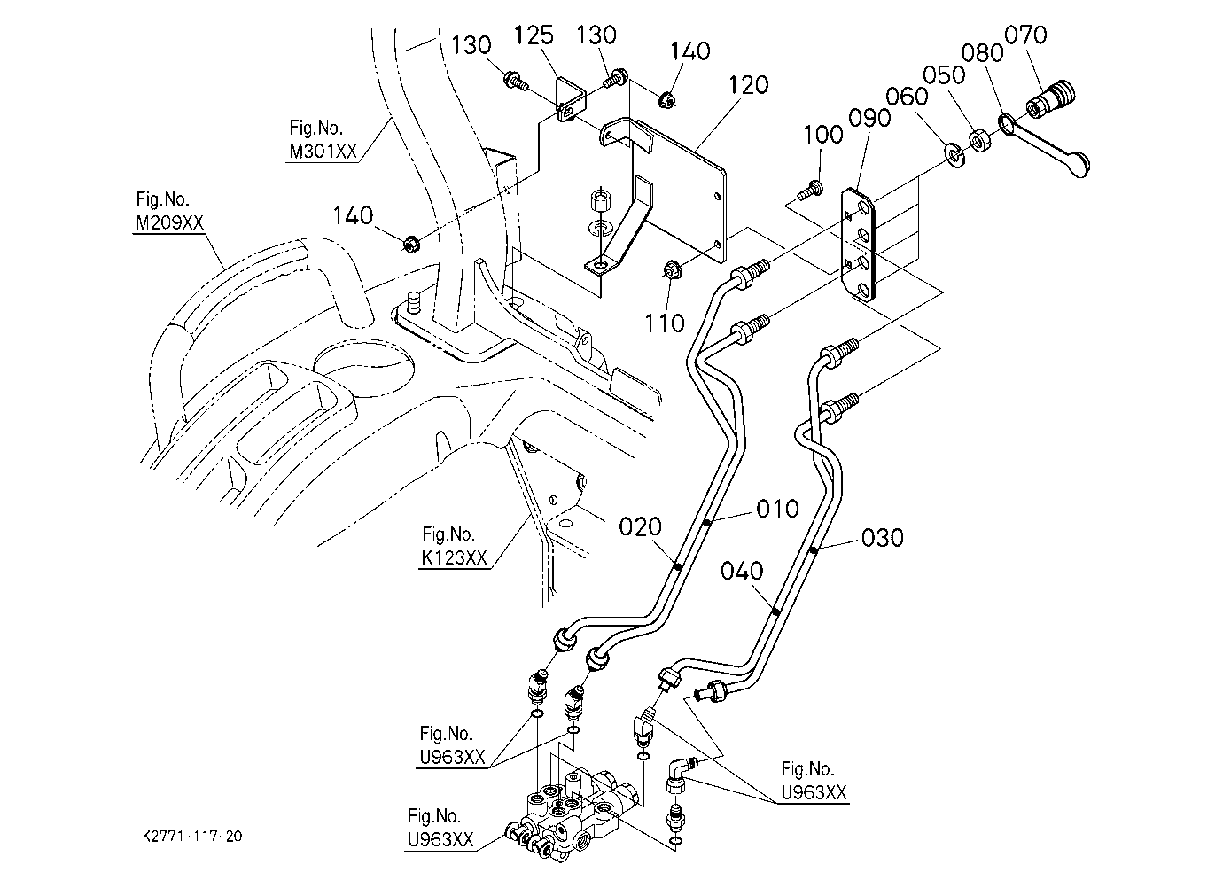 Rear Control Valve Kit (Pipe) (W/G No. Bx7376) [Op