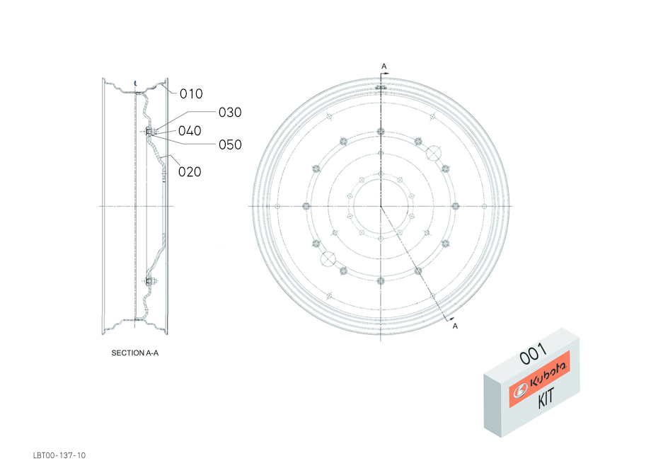 Wheel Assembly - 50" X Dw12A Short Hub (Orange)