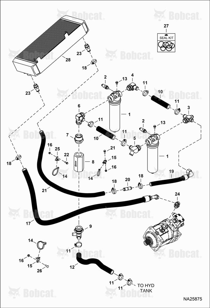 Hydrostatic Circuitry (Oil Cooling & Filtration) B69H11001 & Above