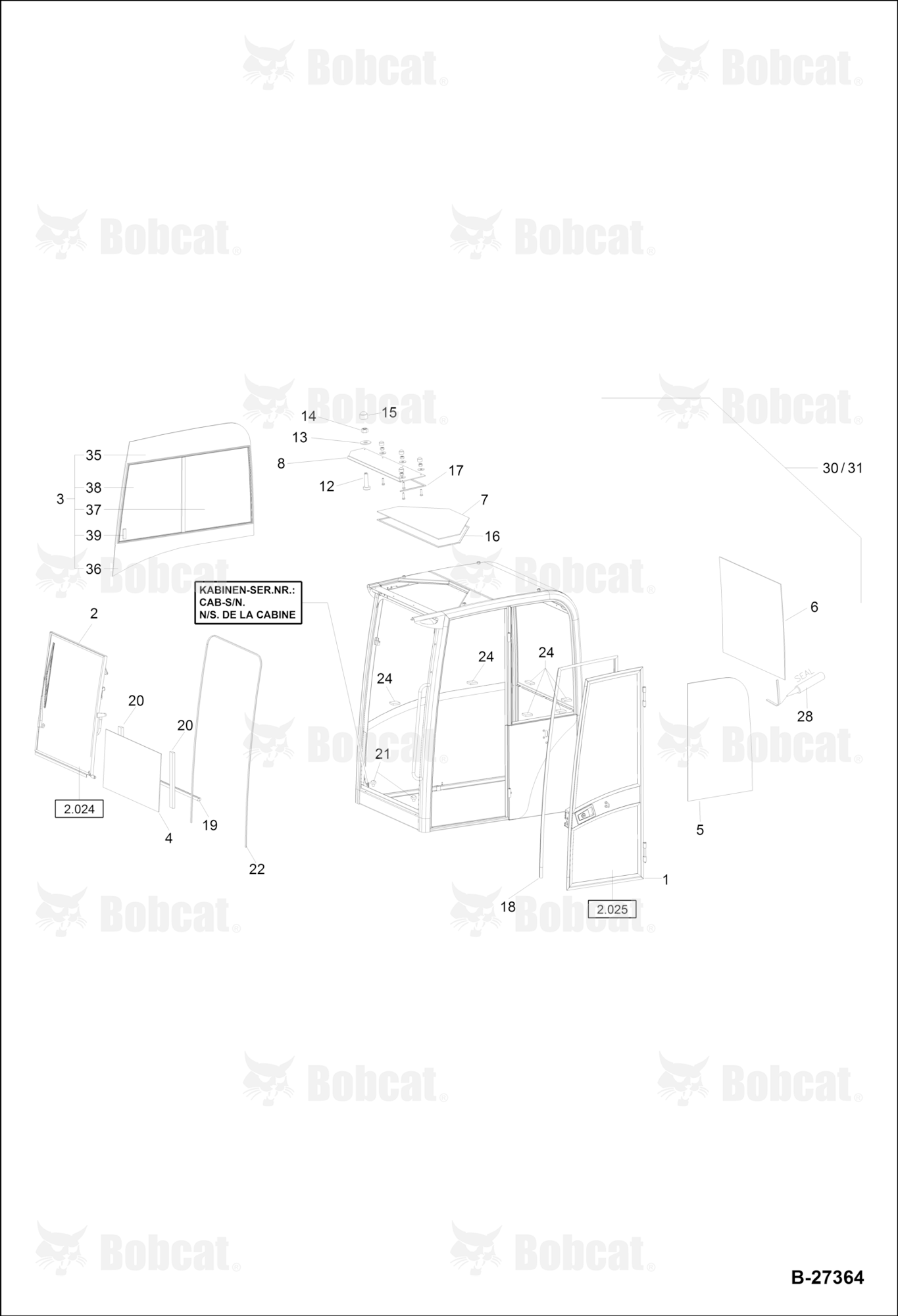 OPERATOR'S CAB Cemented Panes - Glasses