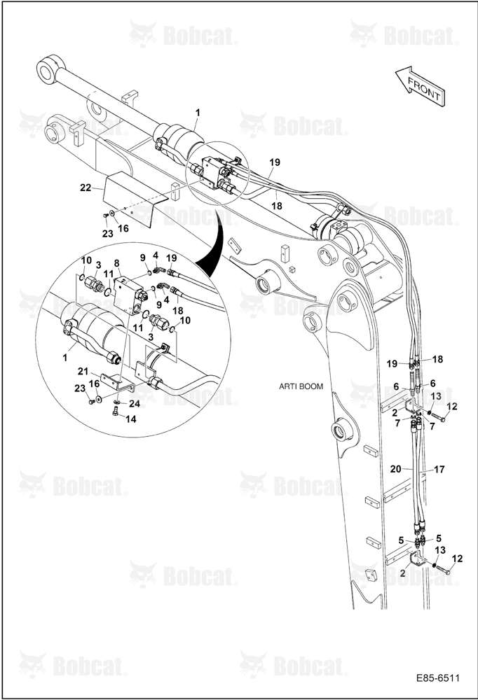 Articulated Boom (Boom Piping - Arm Lock) B34S13596 & Above