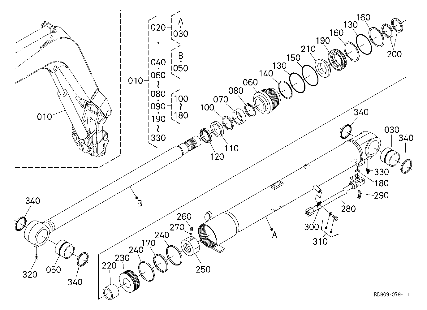 Boom Cylinder And Component Parts