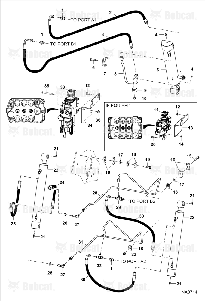 Hydraulic Circuitry (Work Cylinders) (Monoblock Main Valve)