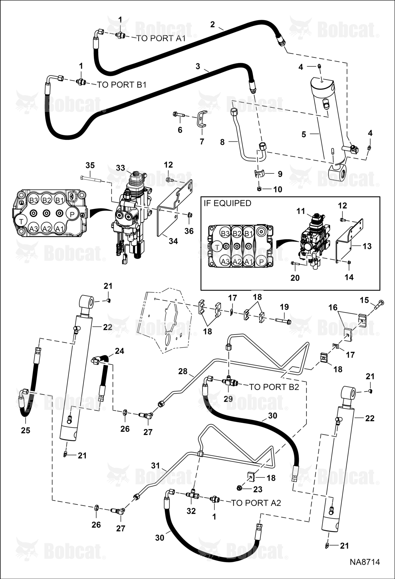 Hydraulic Circuitry (Work Cylinders) (Monoblock Main Valve)