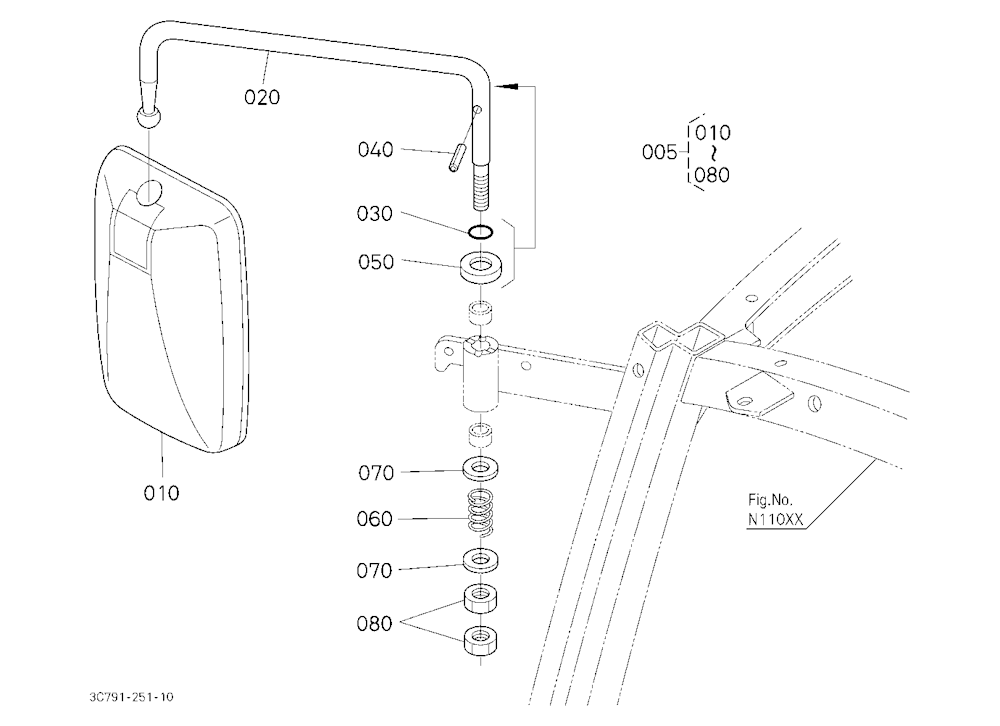 Rearview Mirror Kit (W/G No.M8161) [Cab Type] [Opt
