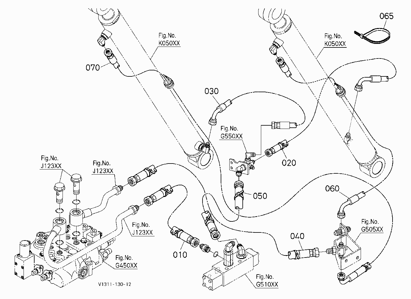 OIL PIPING (ARM) [EXCEPT POSITIONING BUCKET]