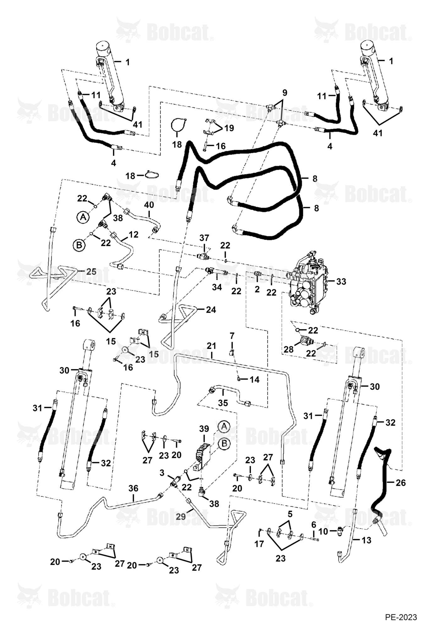 Hydraulic Circuitry (W/ BPV) 521311001 & Above, 521411001 & Above, 521511001 & Above, 521611001 & Above, 525814999 & Below, 525911999 & Below, 526015999 & Below, 526111999 & Below