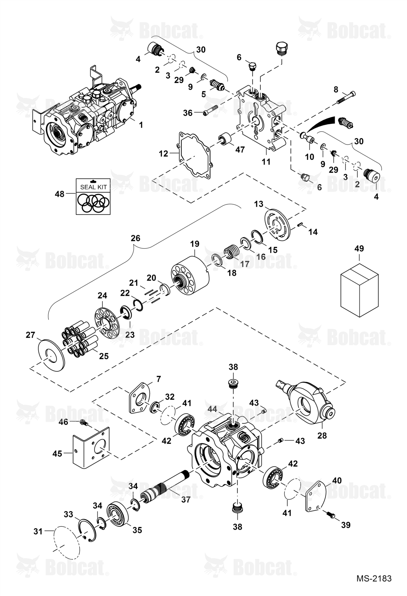 Hydrostatic Pump (Manual Controls, AHC & ACS) (Right Half)  B3BV11001 - B3BV11353